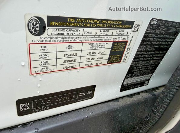 SALGS5RE9KA537606 2019 LAND ROVER RANGE White Widok wnętrza z tyłu