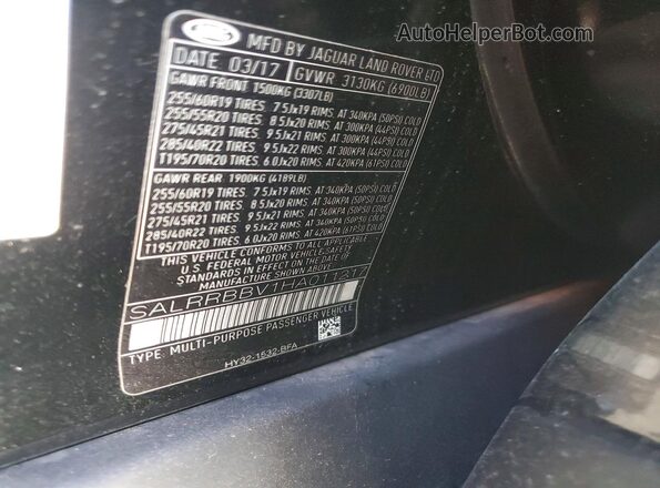 SALRRBBV1HA011217 2017 LAND ROVER DISCOVERY Черный Панорамный вид салона 360°