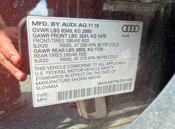 WA1LXAF70LD001045 2020 AUDI Q7 Purple Սալոնի հետևի տեսք