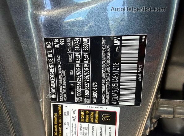 4JGDA5JB5HA861218 2017 MERCEDES-BENZ GLE Серый Вид задних сидений