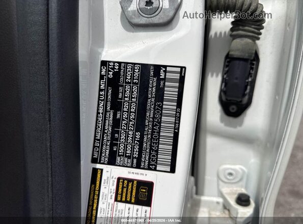 4JGDF6EE0HA758073 2017 MERCEDES-BENZ GLS 450 White Widok komory silnika