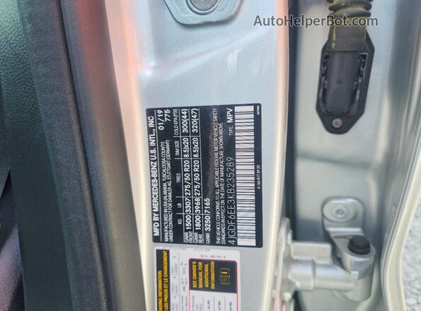 4JGDF6EE3KB235289 2019 MERCEDES-BENZ GLS Gray VIN sticker view