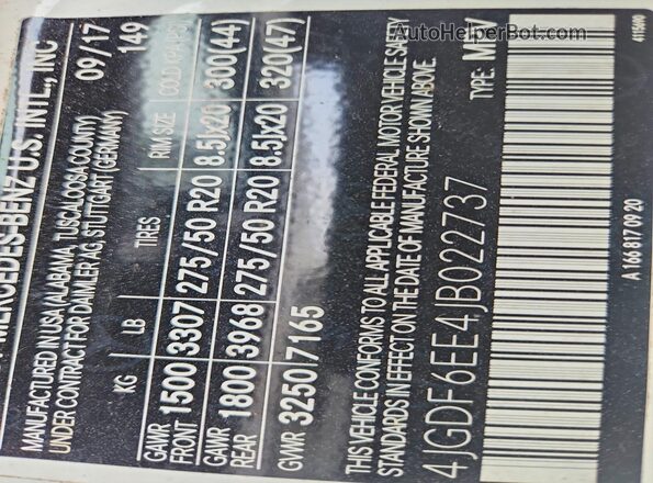 4JGDF6EE4JB022737 2018 MERCEDES-BENZ GLS White Панорамний вид салону 360°
