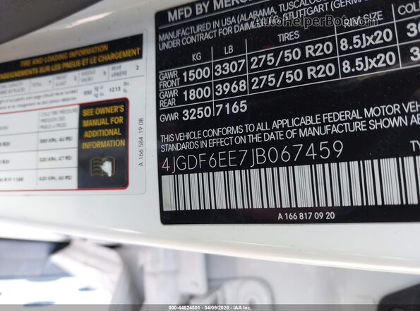 4JGDF6EE7JB067459 2018 MERCEDES-BENZ GLS 450 White Շարժիչի բաժամունքի տեսք
