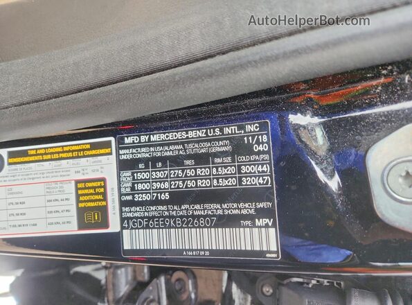 4JGDF6EE9KB226807 2019 MERCEDES-BENZ GLS Black Widok wnętrza 360 stopni