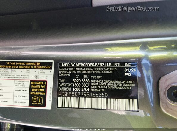 4JGFB5KB3RB166350 2024 MERCEDES-BENZ GLE 450 Gray Vista del compartimento del motor