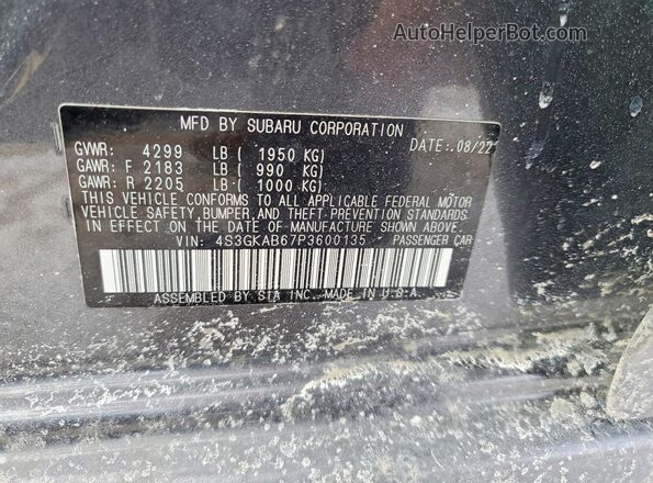 4S3GKAB67P3600135 2023 SUBARU IMPREZA Серый Вид подкапотного пространства