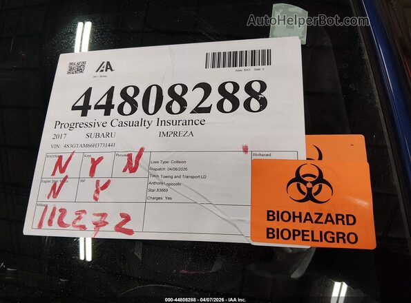 4S3GTAM66H3731441 2017 SUBARU IMPREZA Синий 