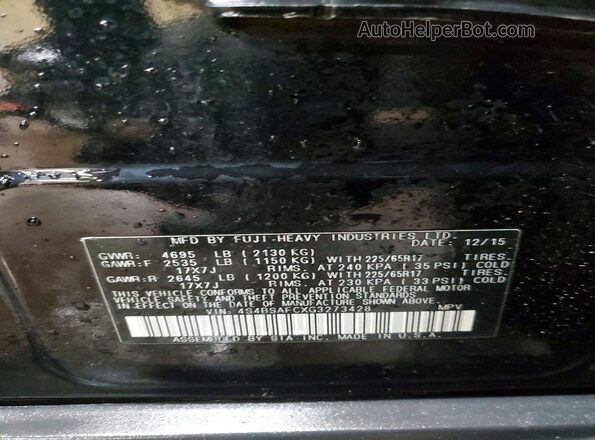 4S4BSAFCXG3273428 2016 SUBARU OUTBACK Black Widok wnętrza 360 stopni