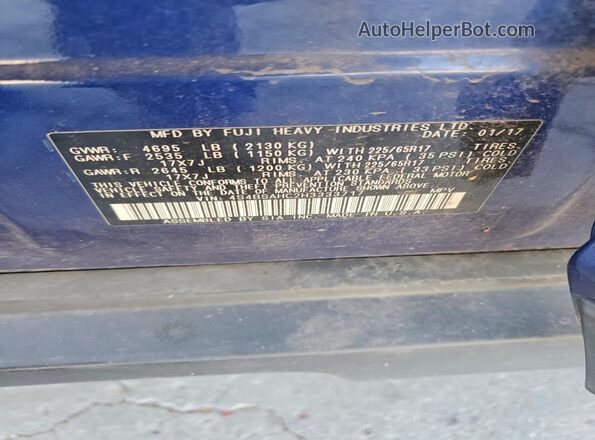 4S4BSAHC2H3333717 2017 SUBARU OUTBACK Blue Widok komory silnika