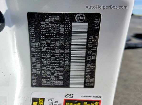 4T1DAACK8TU216141 2026 TOYOTA CAMRY Белый Вид подкапотного пространства