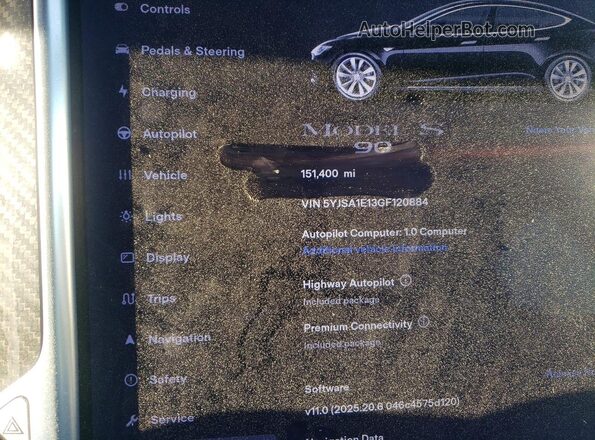 5YJSA1E13GF120884 2016 TESLA MODEL S Черный Вид задних сидений