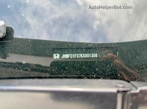JHMFC1F37KX001308 2019 HONDA CIVIC Белый Вид задней части салона
