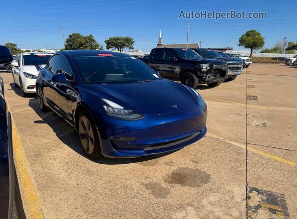 5YJ3E1EB0NF242147 2022 TESLA MODEL Blue Rear left