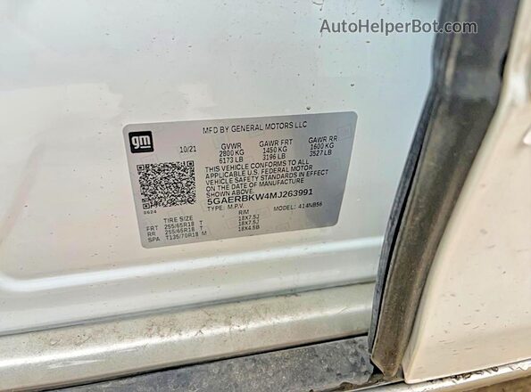 5GAERBKW4MJ263991 2021 BUICK ENCLAVE Белый Вид задних сидений