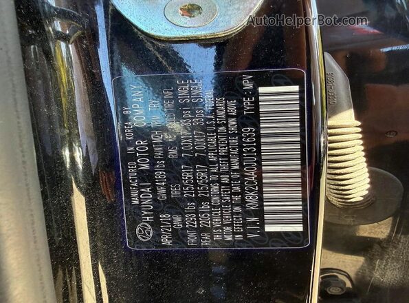 KM8K2CAA0JU131639 2018 HYUNDAI KONA Черный Вид задних сидений