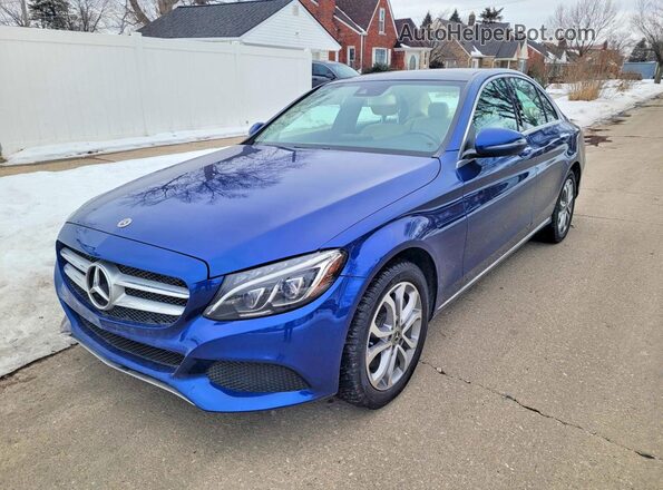 55SWF4KB2JU260741 2018 MERCEDES-BENZ C Blue Tył prawy