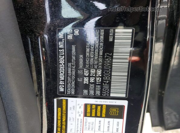 55SWF4JB0GU099672 2016 MERCEDES-BENZ C Black Вид наклейки з VIN-кодом