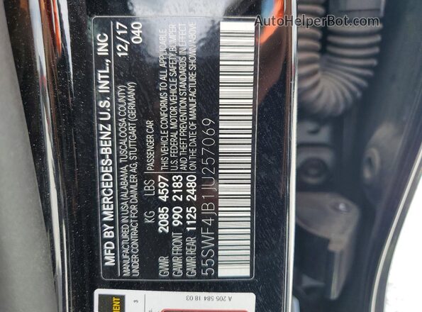 55SWF4JB1JU257069 2018 MERCEDES-BENZ C Black Widok komory silnika