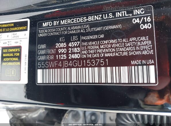 55SWF4JB4GU153751 2016 MERCEDES-BENZ C-CLASS Black Շարժիչի բաժամունքի տեսք