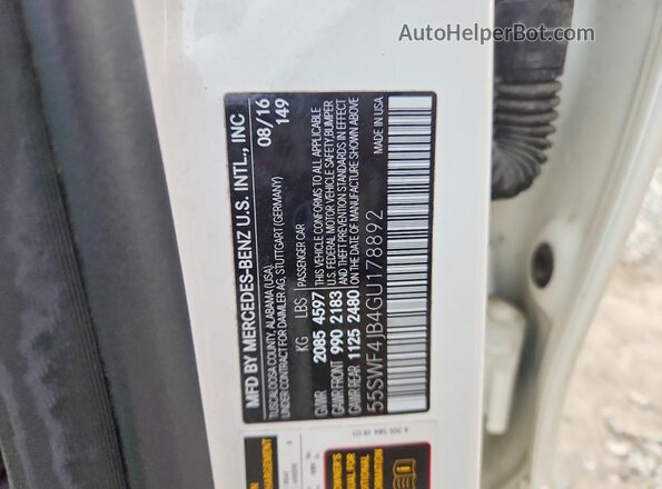 55SWF4JB4GU178892 2016 MERCEDES-BENZ C White Engine compartment view