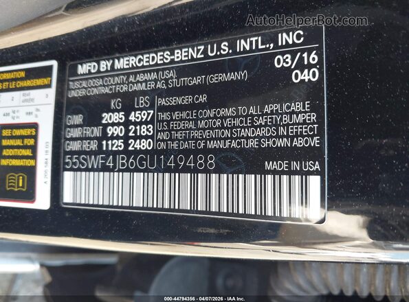 55SWF4JB6GU149488 2016 MERCEDES-BENZ C-CLASS Black Շարժիչի բաժամունքի տեսք