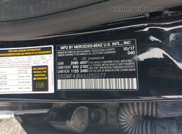 55SWF4JB6JU250277 2018 MERCEDES-BENZ C Black Engine compartment view