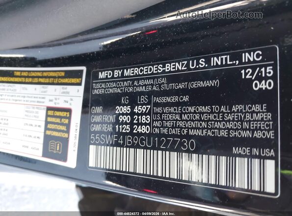 55SWF4JB9GU127730 2016 MERCEDES-BENZ C-CLASS Black ძრავის განყოფილების ხედი