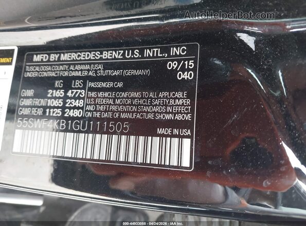 55SWF4KB1GU111505 2016 MERCEDES-BENZ C-CLASS Black Շարժիչի բաժամունքի տեսք
