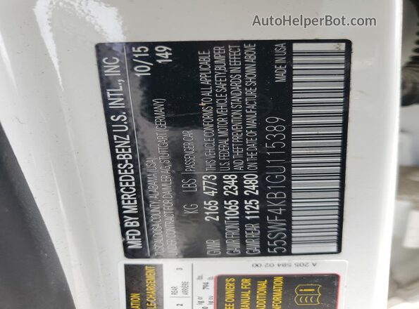 55SWF4KB1GU115389 2016 MERCEDES-BENZ C Белый Вид подкапотного пространства