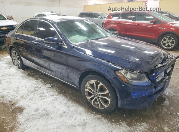 55SWF4KB2JU247200 2018 MERCEDES-BENZ C Blue Delantero derecho