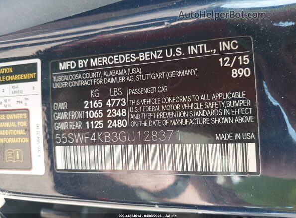 55SWF4KB3GU128371 2016 MERCEDES-BENZ C-CLASS Blue Engine compartment view