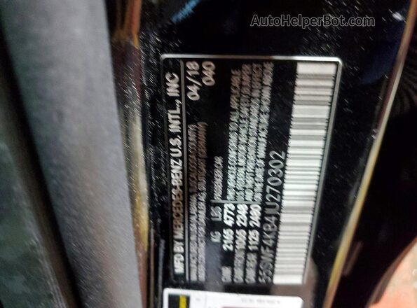 55SWF4KB4JU270302 2018 MERCEDES-BENZ C Black Widok naklejki z numerem VIN