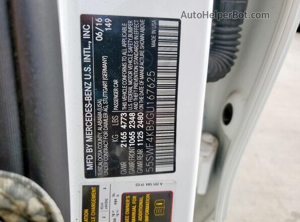 55SWF4KB5GU167625 2016 MERCEDES-BENZ C White Вид підкапотного простору