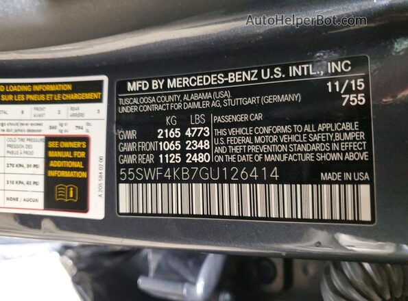 55SWF4KB7GU126414 2016 MERCEDES-BENZ C Gray Вид підкапотного простору
