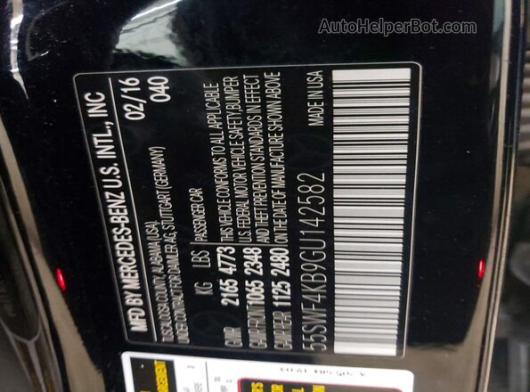 55SWF4KB9GU142582 2016 MERCEDES-BENZ C Black Вид наклейки з VIN-кодом