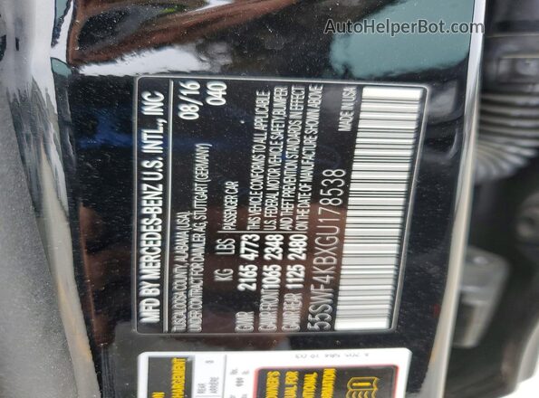 55SWF4KBXGU178538 2016 MERCEDES-BENZ C-CLASS Black Engine compartment view