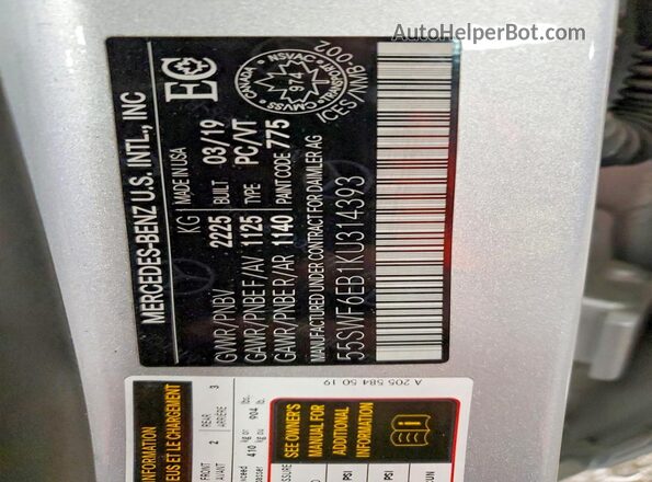 55SWF6EB1KU314393 2019 MERCEDES-BENZ AMG Silver Engine compartment view