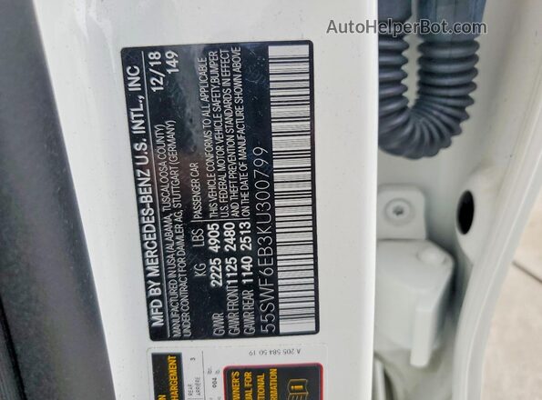 55SWF6EB3KU300799 2019 MERCEDES-BENZ C White Engine compartment view