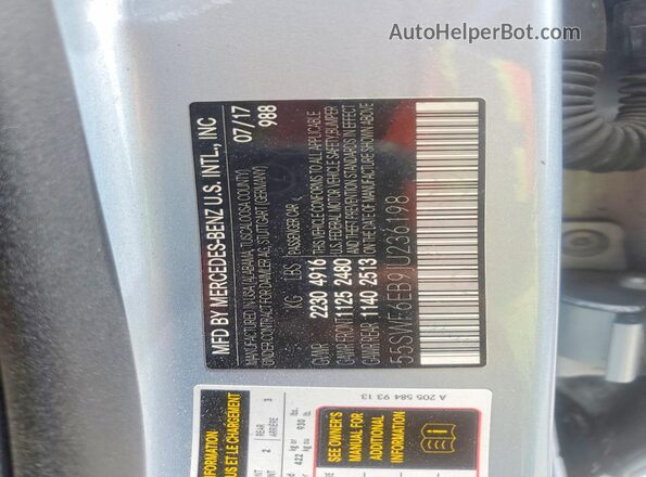 55SWF6EB9JU236198 2018 MERCEDES-BENZ C Silver Widok komory silnika