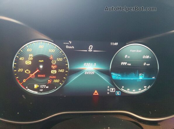 55SWF8EB7LU326805 2020 MERCEDES-BENZ C Black ხელსაწყოთა პანელის ხედი