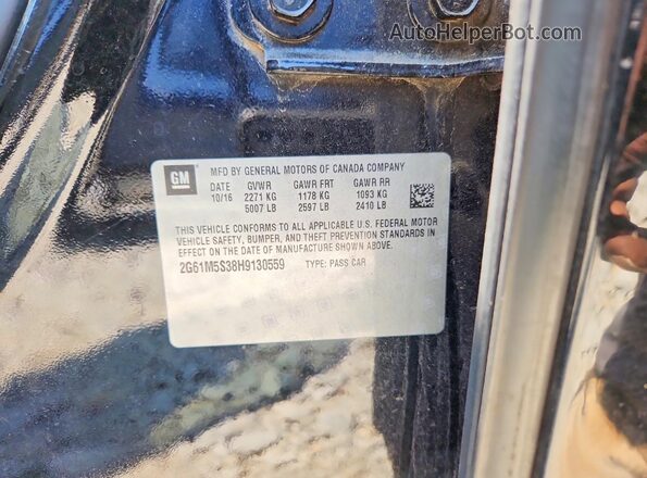 2G61M5S38H9130559 2017 CADILLAC XTS Черный Вид наклейки с VIN-кодом