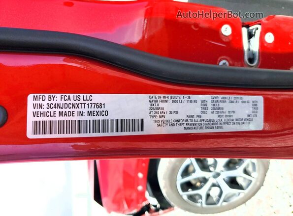 3C4NJDCNXTT177681 2026 JEEP COMPASS Красный Вид наклейки с VIN-кодом