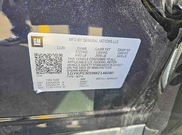 1GYKPCRS9MZ146080 2021 CADILLAC OTHER Черный Вид задней части салона