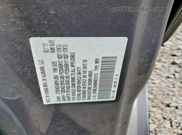 5FNRL5H68HB013113 2017 HONDA ODYSSEY Gray Vista de la etiqueta del VIN