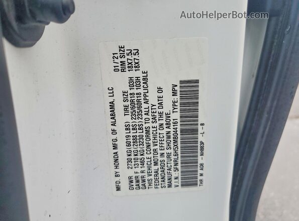 5FNRL6H5XMB044161 2021 HONDA ODYSSEY White 360 interior view