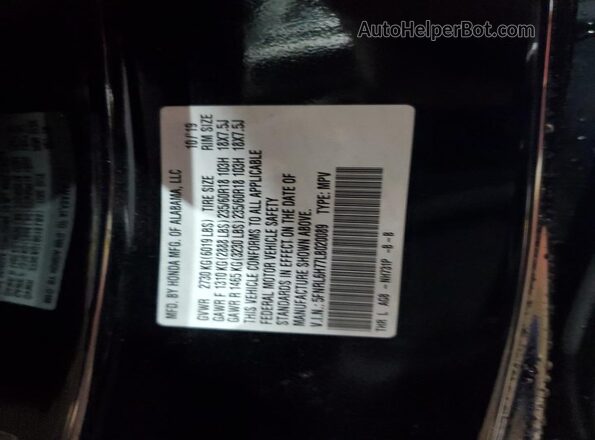 5FNRL6H77LB020089 2020 HONDA ODYSSEY Черный Вид наклейки с VIN-кодом