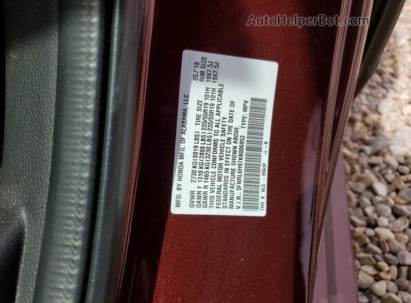 5FNRL6H97KB006953 2019 HONDA ODYSSEY Maroon Вид наклейки з VIN-кодом