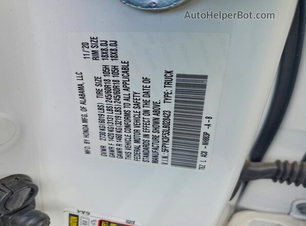 5FPYK3F53LB028423 2020 HONDA RIDGELINE White Vista del compartimento del motor