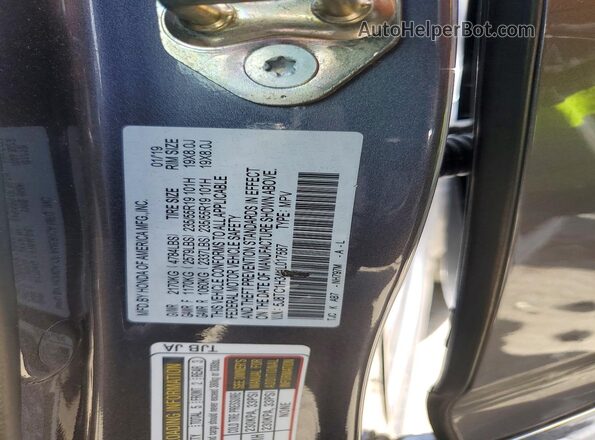 5J8TC1H34KL017587 2019 ACURA RDX Угольный Вид наклейки с VIN-кодом
